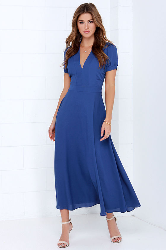 Royal Blue Gown - Royal Blue Midi Dress - $65.00 - Lulus