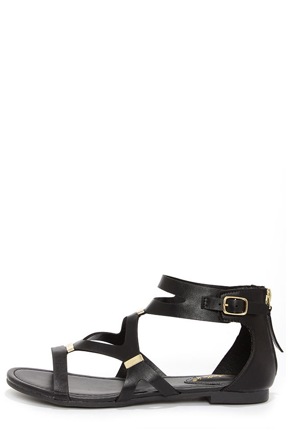 Ruby 31 Black and Gold Gladiator Sandals
