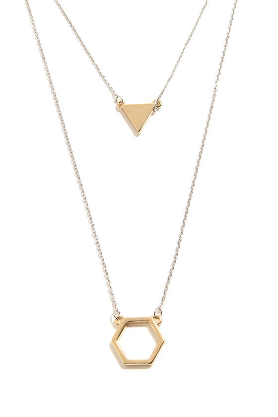 Bringing Hex-y Back Silver and Gold Layered Necklace