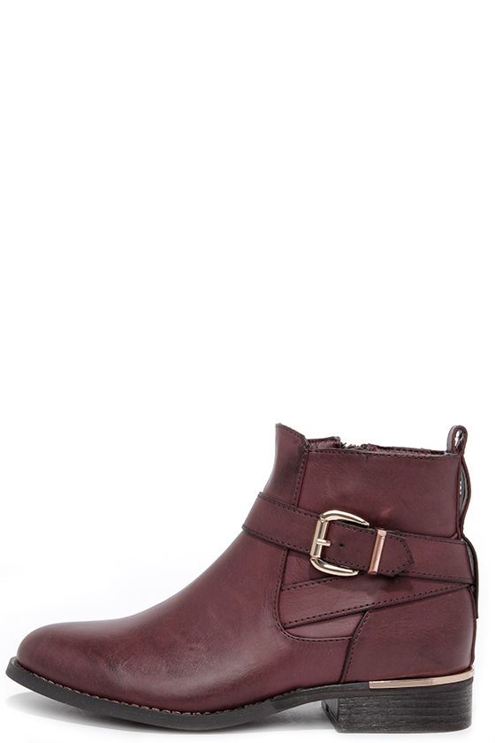 burgundy half boots