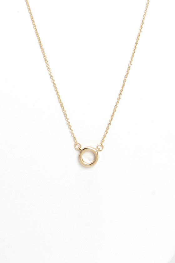 Cute Gold Necklace - Round Necklace - $10.00 - Lulus