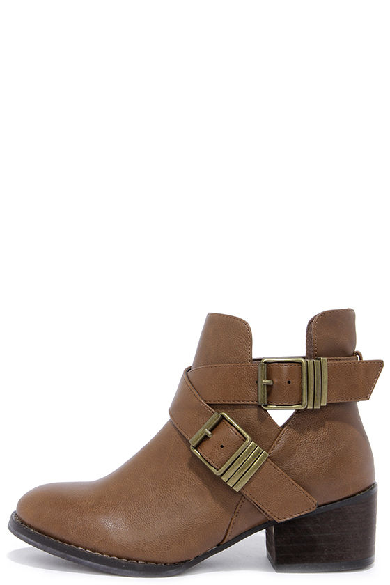 Bronco 11 Tan Cutout Ankle Boots