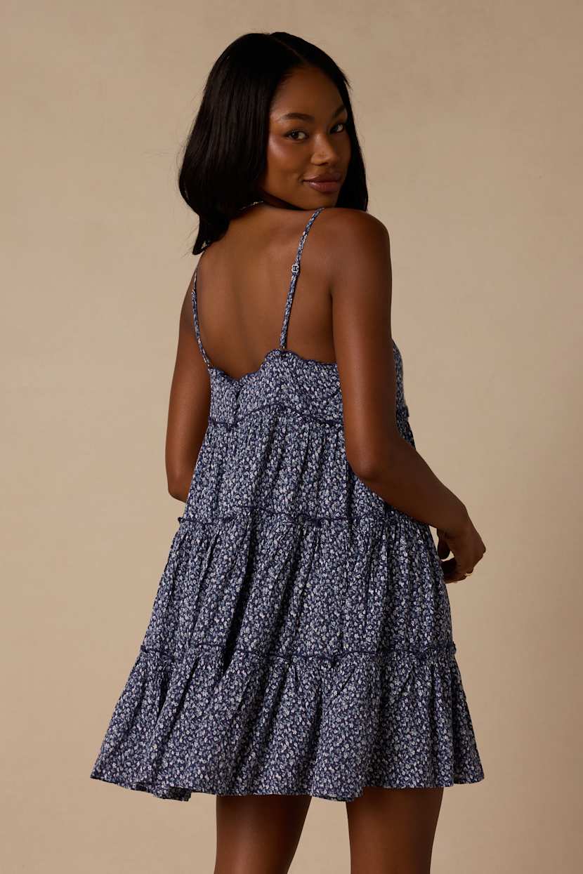 navy blue baby doll dress Mind In The Clouds Navy Ruffled Babydoll Dress, Medium - The Mint Julep Boutique