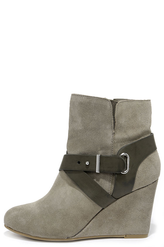 grey suede wedge booties