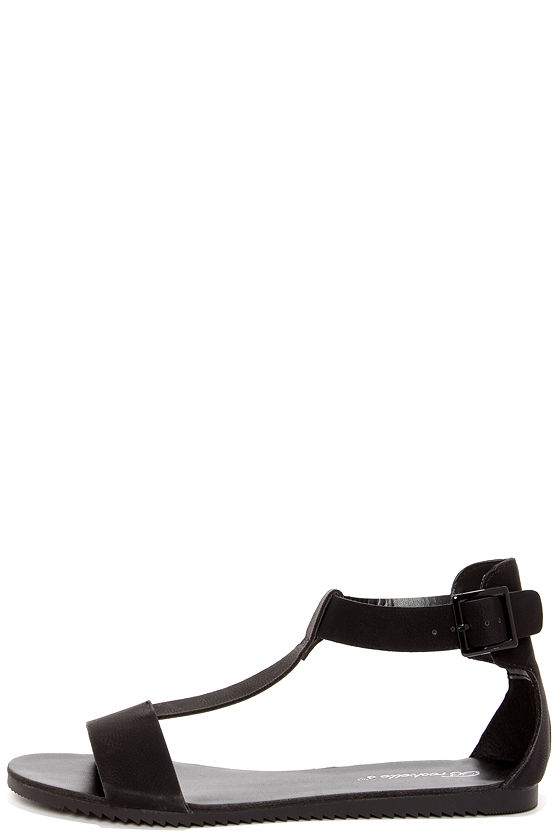 Cute Black Sandals - T Strap Sandals - Flat Sandals - $19.00 - Lulus