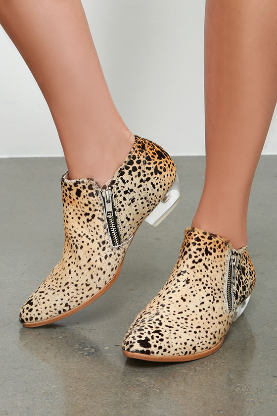 leopard pony hair booties