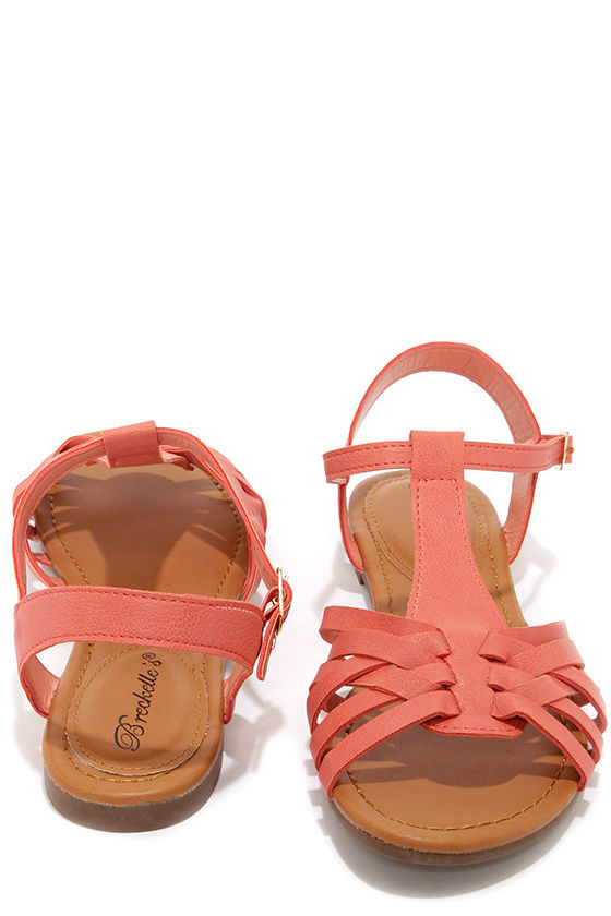 peach sandals flat