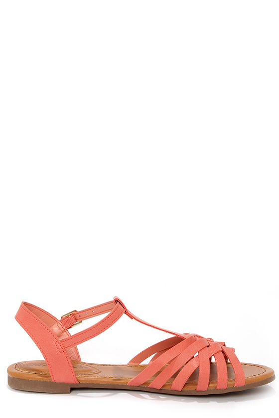 metro solid peach sandals