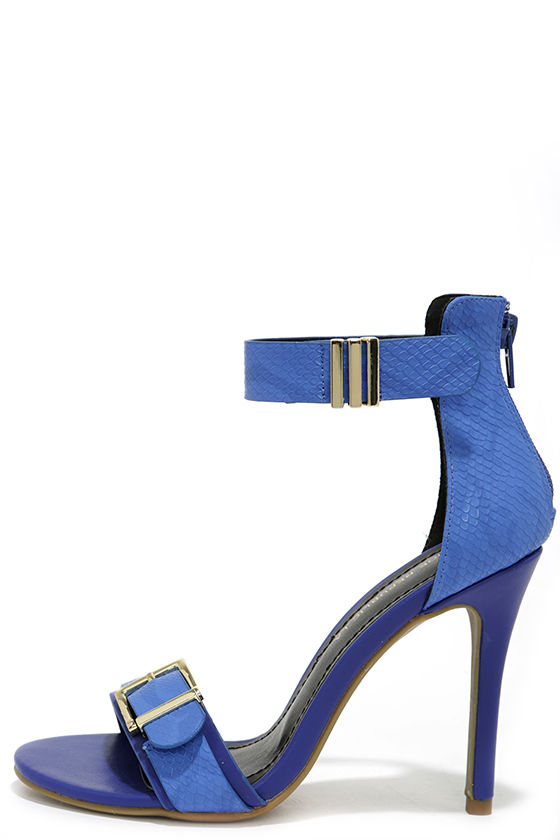 blue snakeskin heels