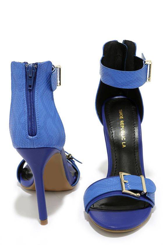 blue snakeskin heels
