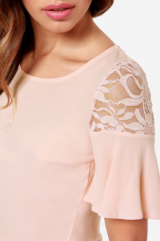 Pretty Blush Top Lace Top Peplum Top 38.00