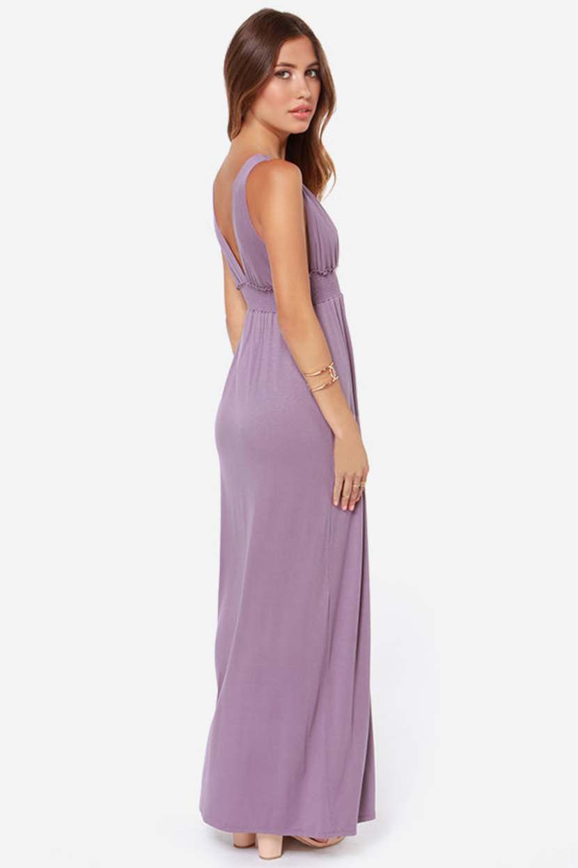lulus dusty purple dress Signature Elegance Dusty Lavender Satin One-Shoulder Maxi Dress