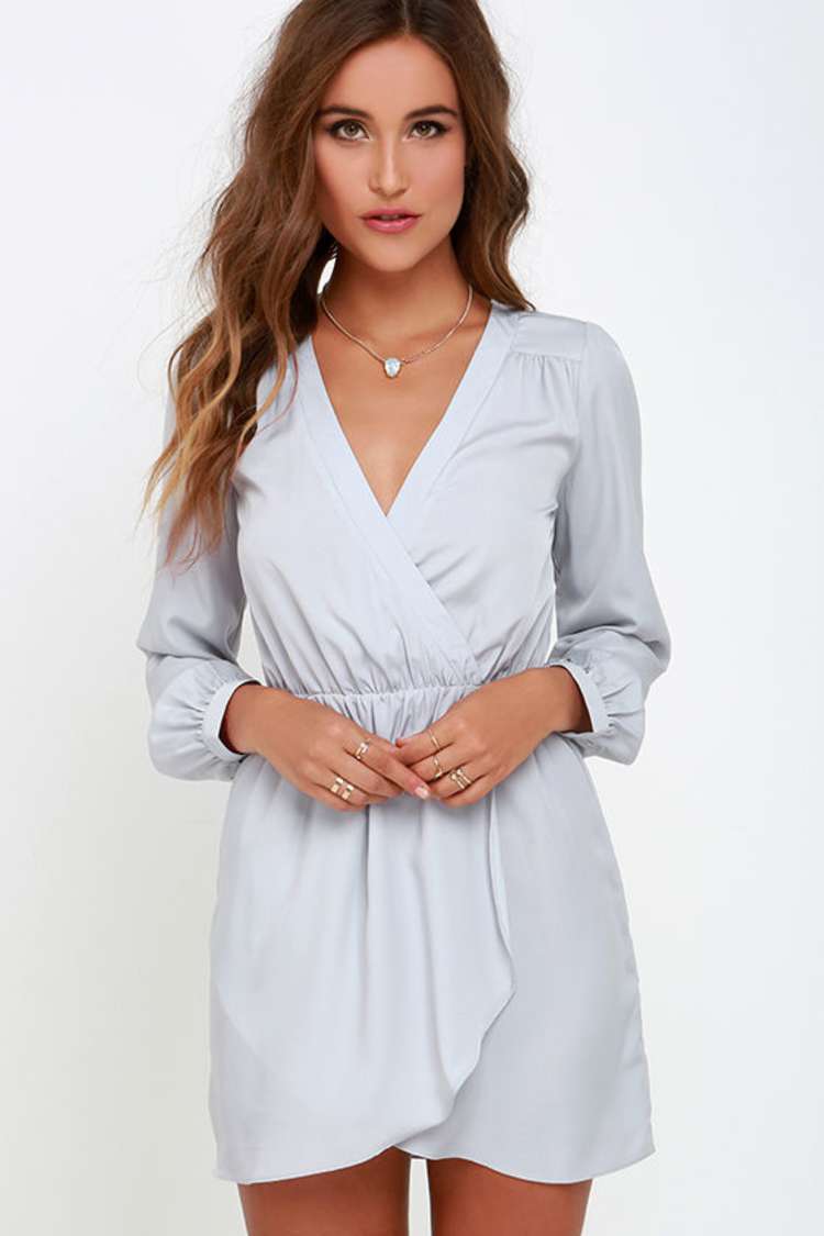 light grey wrap dress Cute - Dress - Long Sleeve Dress - $49.00 Maternity dress