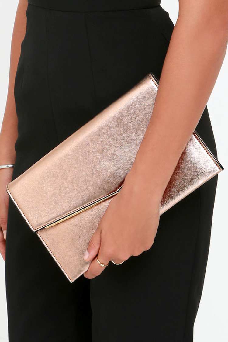 Evening Clutch Rose Gold Small Clutch Bag Metallic Clutch Rose
