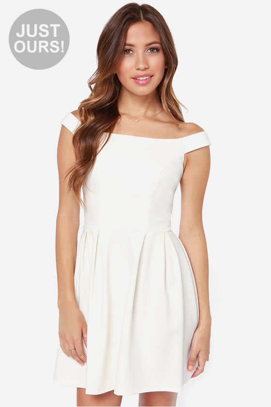 slightly off the shoulder dress