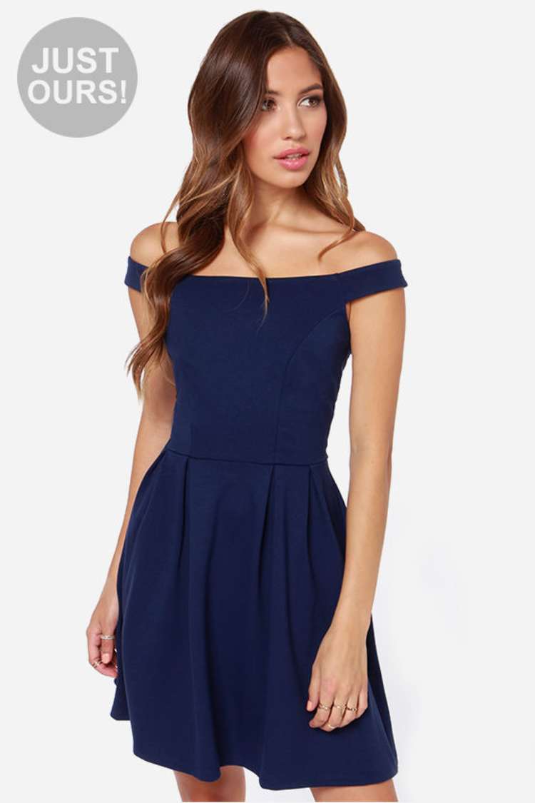 lulus off the shoulder skater dress Black Tie-Back Dress - Off-the-Shoulder Dress - Skater Dress