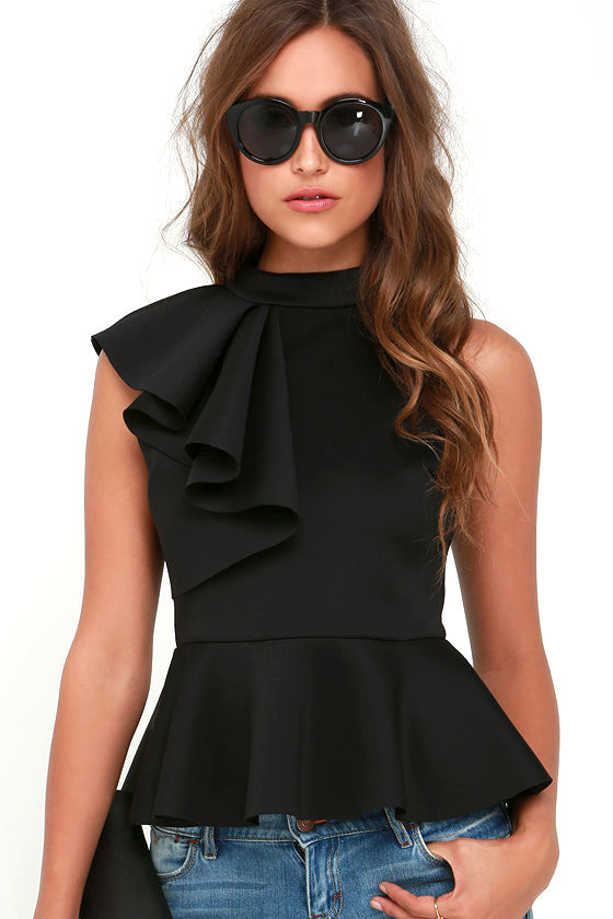 Pretty Black Top - Peplum Top - Ruffle Top - $39.00 - Lulus