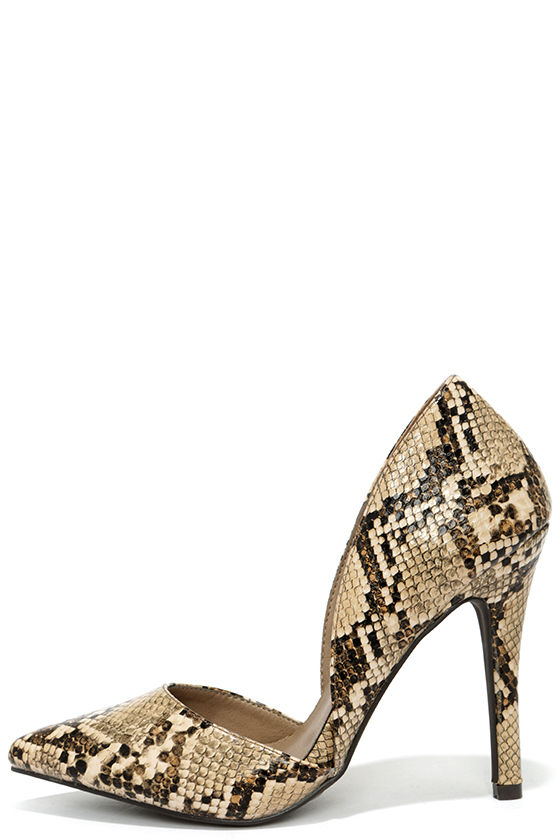Cute Snakeskin Pumps D'Orsay Pumps Neutral Heels 28.00 Lulus