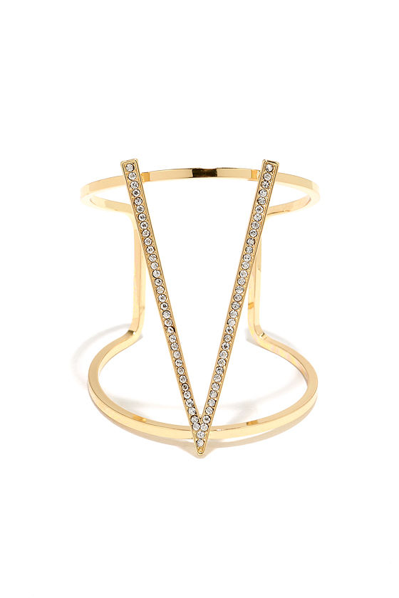 Chic Gold Bracelet V Bracelet Cuff Bracelet Rhinestone Bracelet