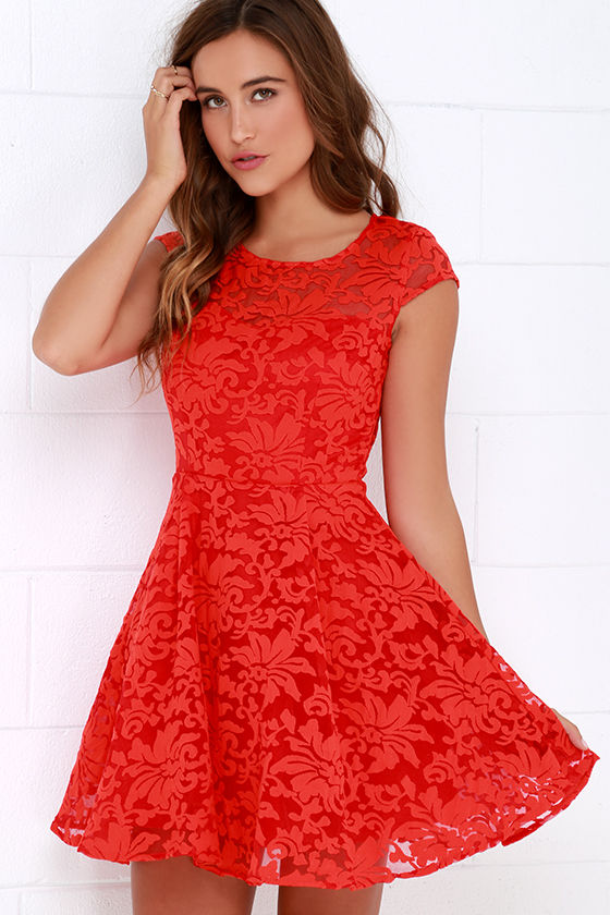 jacquard red dress