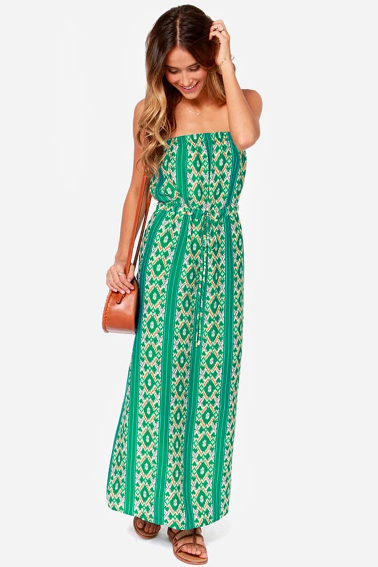 collective concepts green dress Cute - Maxi Dress - Strapless Dress - $75.00 NO NECKLINE