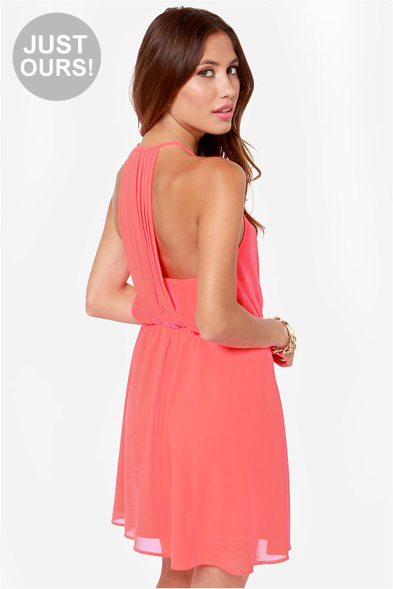 Cute Neon Pink Dress - Pleated Dress - $36.00 - Lulus