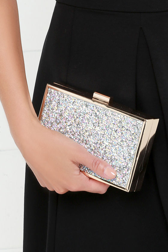 Fun Gold Clutch Rhinestone Clutch Box Clutch 49.00 Lulus