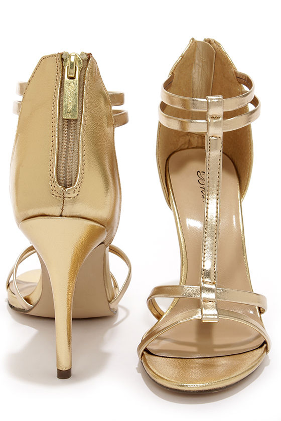 Sexy Gold Heels - Dress Sandals - High 
