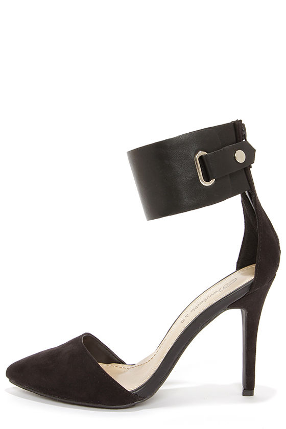 Cute Black Heels - Ankle Cuff Heels 