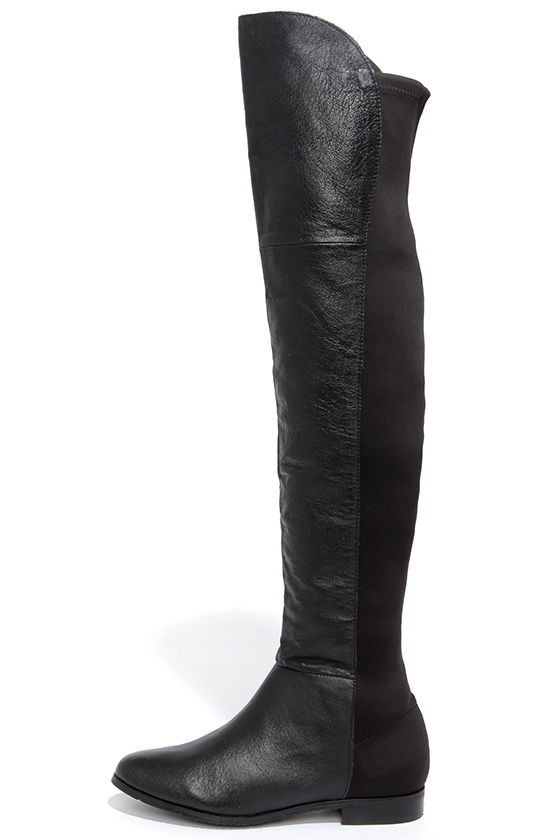 Chinese Laundry Riley Black Nappa Leather Over the Knee Boots
