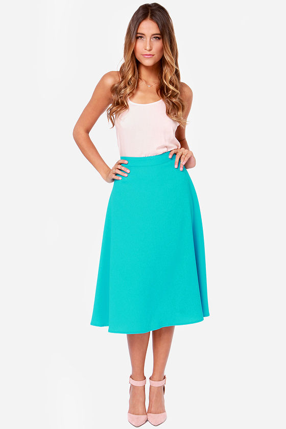 Cute Blue Skirt - Midi Skirt - Aqua Skirt - $44.00