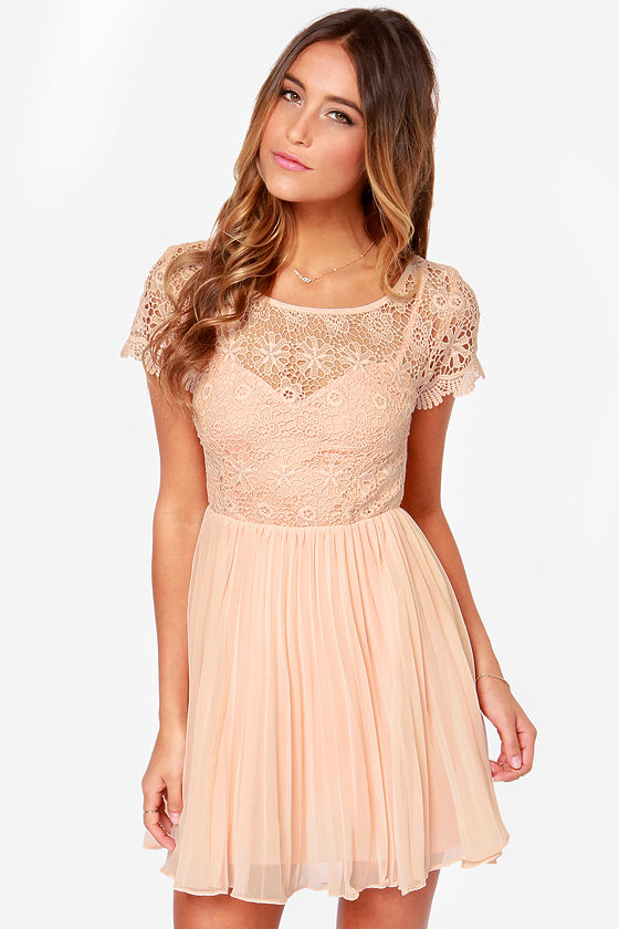 Pretty Peach Dress - Lace Dress - Crochet Dress - $65.00 - Lulus
