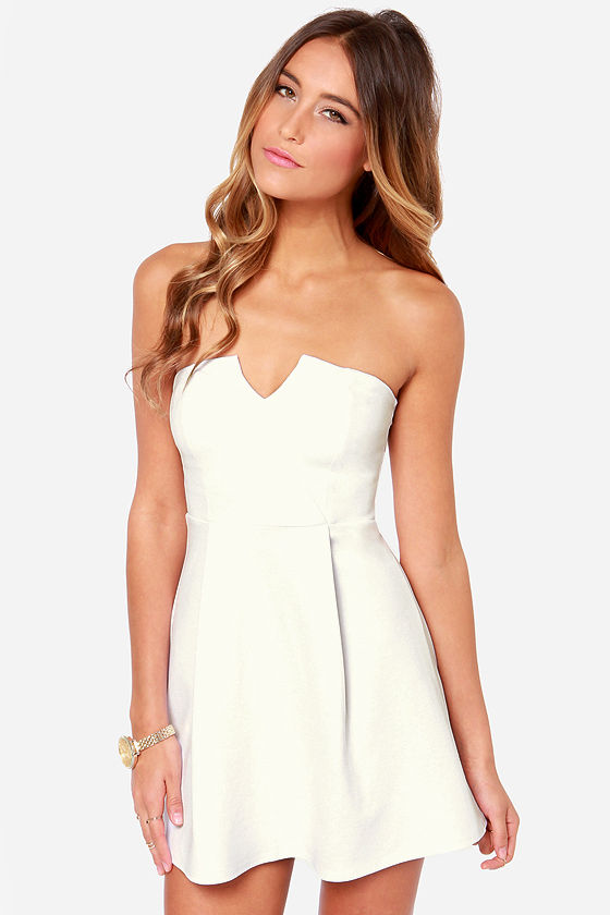 Cute Strapless Dress - Ivory Dress - White Dress - $36.00 - Lulus
