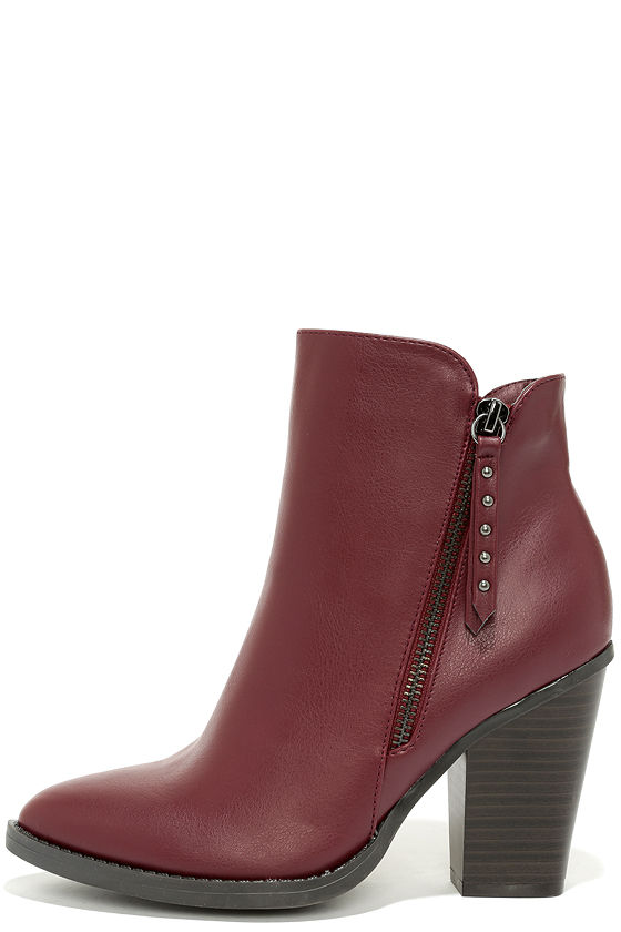 maroon ankle boots