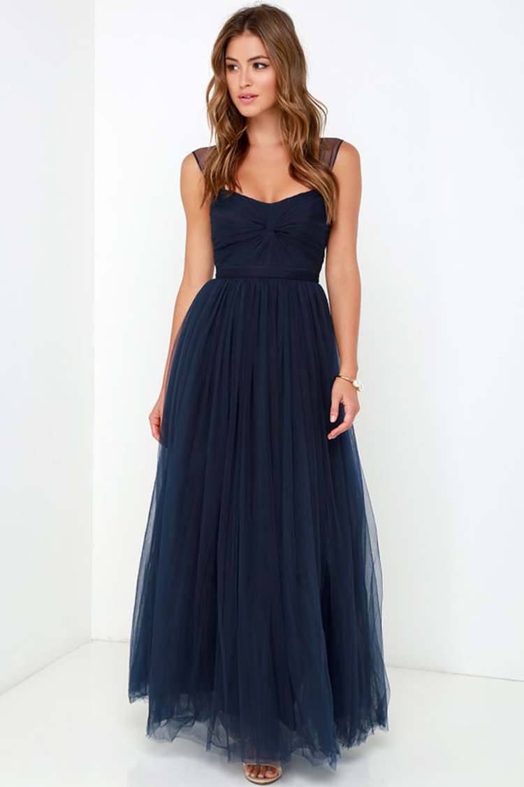 Navy Blue Gown - Tulle Dress - Maxi Dress - $98.00 - Lulus