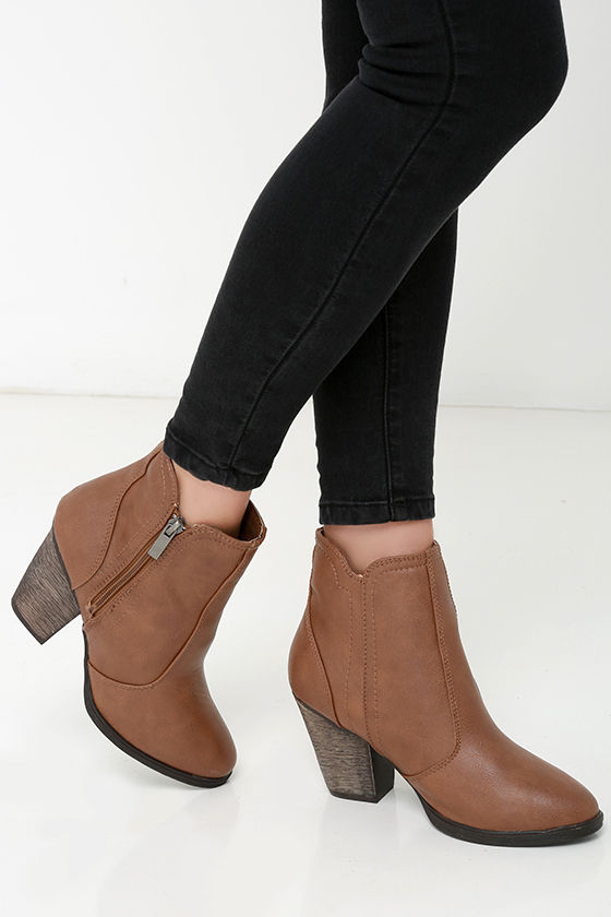 long brown boots with heels
