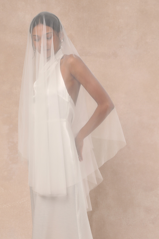 White Tulle Veil - Tulle Wedding Veil - Tulle Bridal Veil - Image 2
