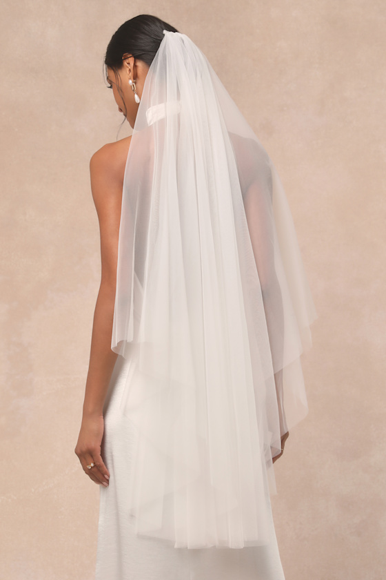 White Tulle Veil - Tulle Wedding Veil - Tulle Bridal Veil - Image 4