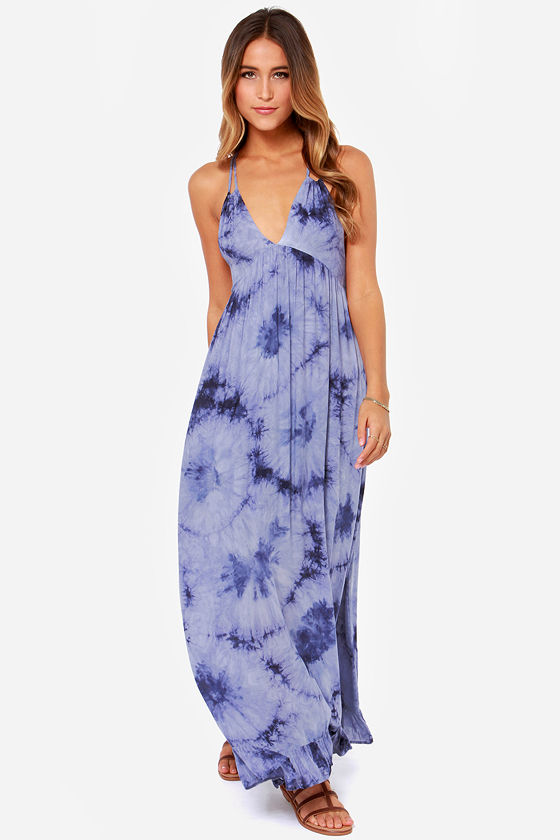 Pretty Tie Dye Dress Blue Maxi Dress Sleeveless Dress 52.00 Lulus