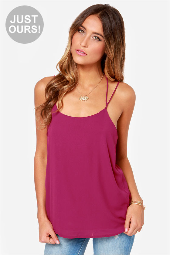 Cute Magenta Top Tank Top T Strap Top 32.00 Lulus