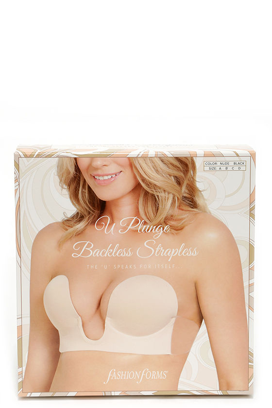 U Plunge Nude Backless Strapless Bra 2