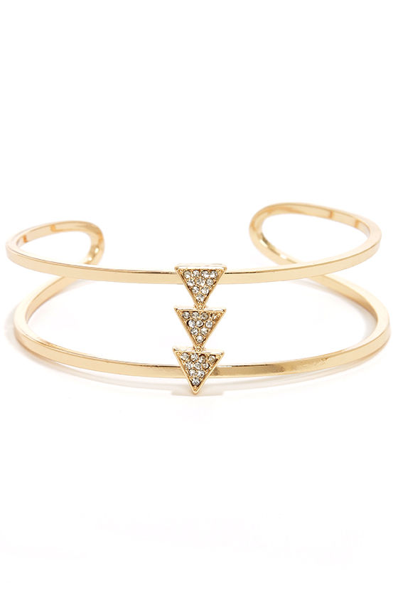 Cute Gold Bracelet - Rhinestone Bracelet - Cuff Bracelet - $10.00 - Lulus