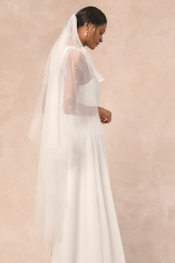 Forever Promise White Tulle Pearl Veil 1