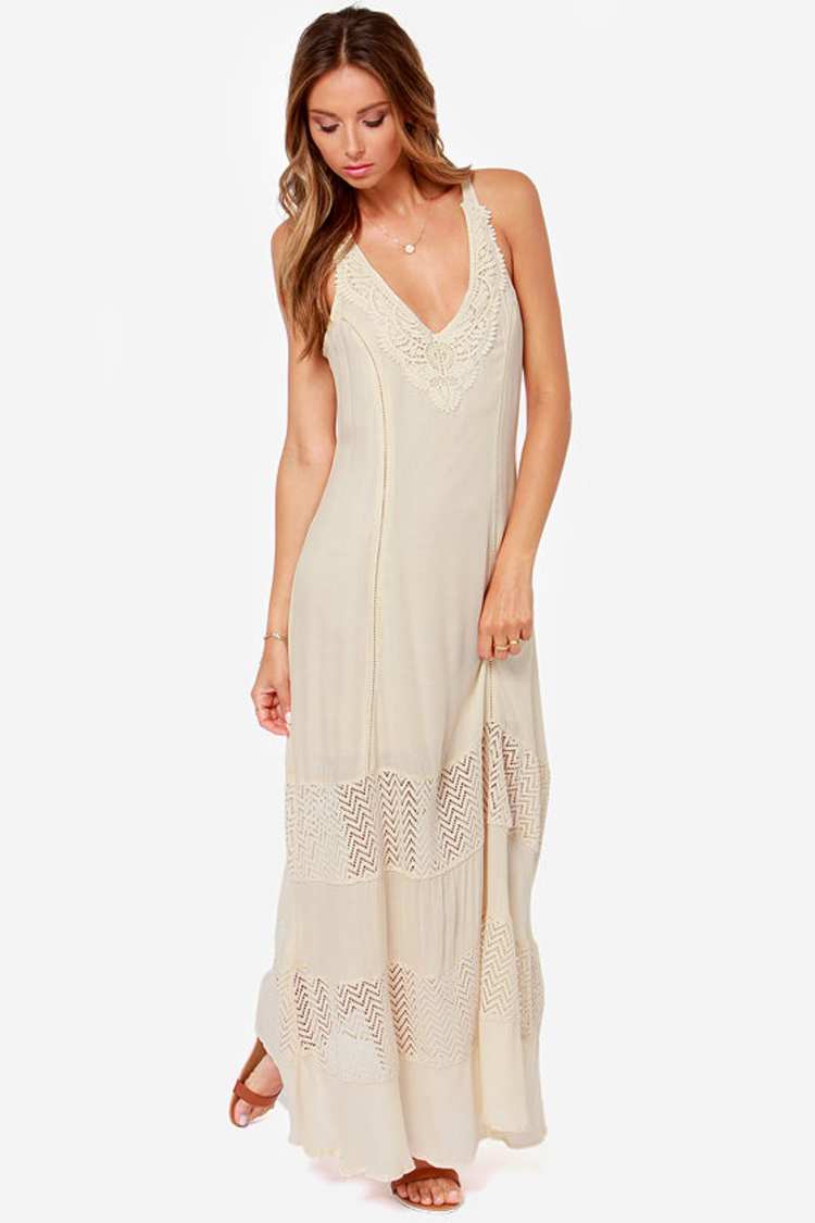 beige maxi dress boho Tropicaldream Women - Maxi Dress - Beige main image 0