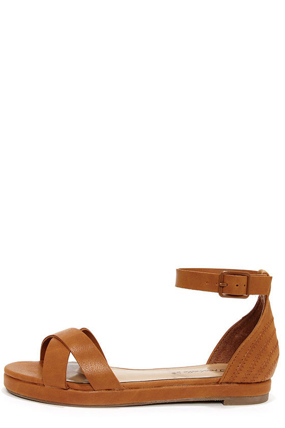 tan tie up flat sandals
