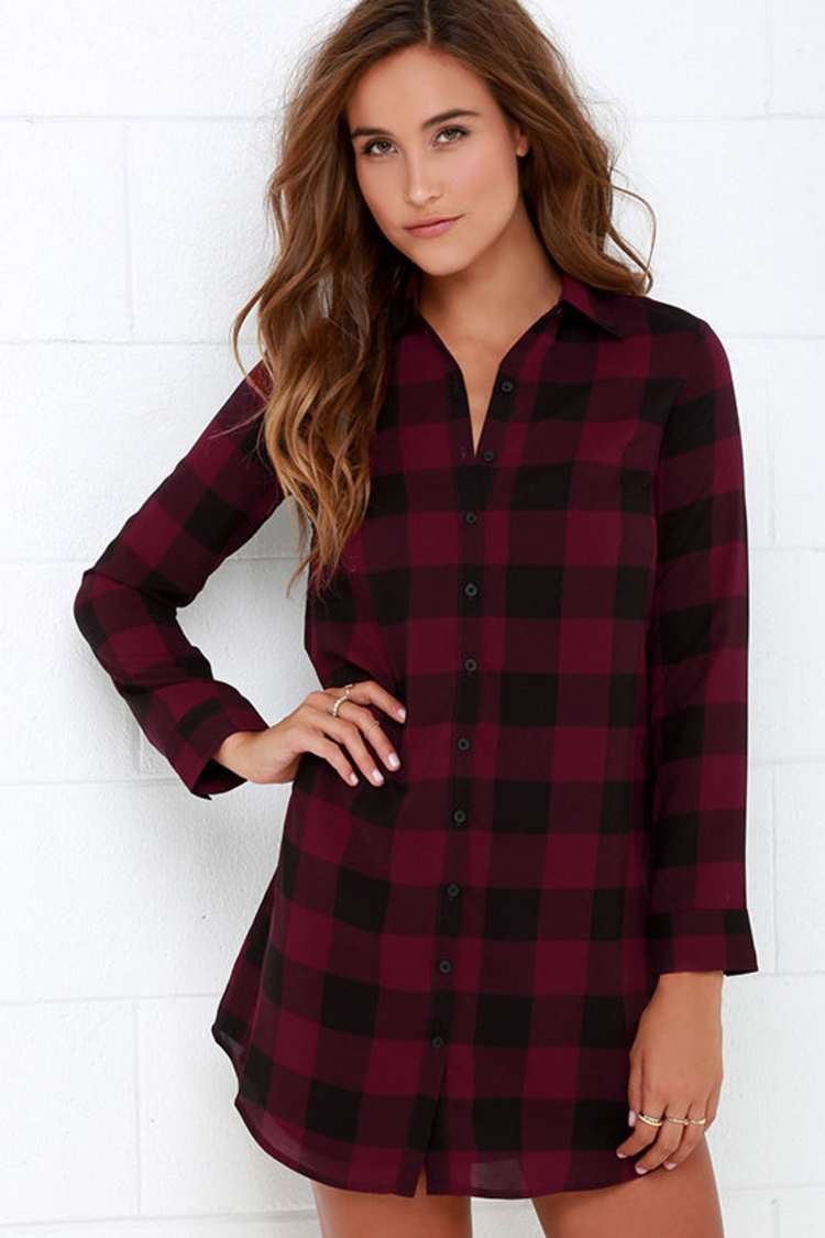 open lace back dress Flannel Dress, Red Red / 3XL main image 1