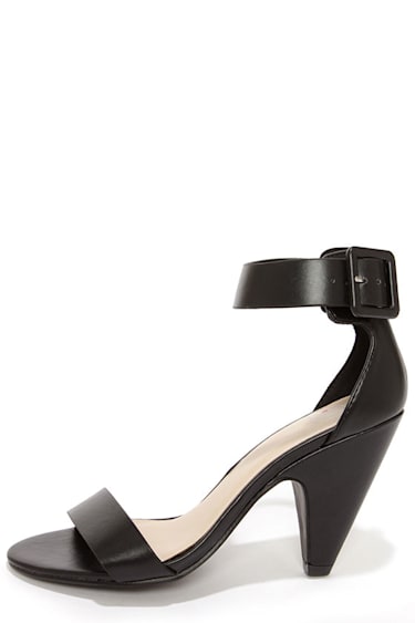 Cute Black Heels Ankle Strap Heels Cone Heels Lulus
