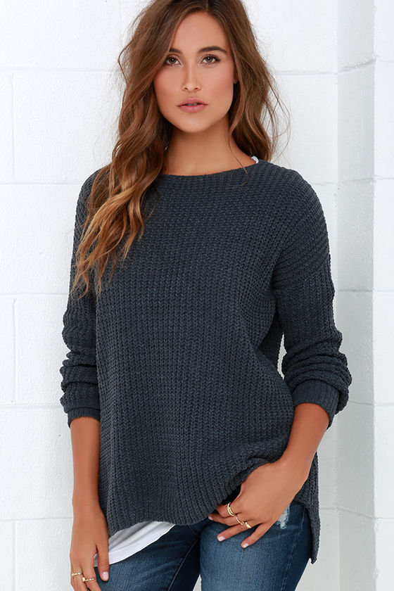 BB Dakota Giselle Sweater - Dark Grey Sweater - Oversized Sweater - $79 ...