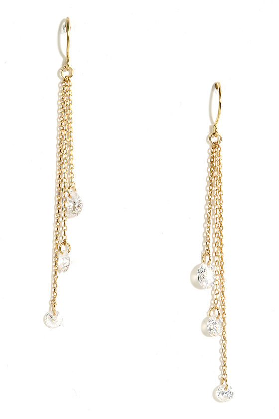 Elegant Gold Earrings - Rhinestone Earrings - $12.00 - Lulus