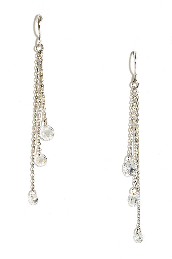 Elegant Silver Earrings - Rhinestone Earrings - $12.00 - Lulus